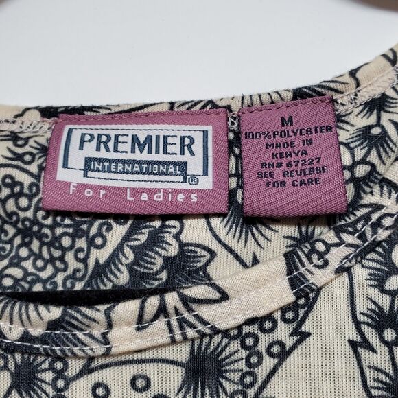 NWOT Premiere‎ International for Ladies M Jacobean Floral Pattern Top Monochrome - Picture 6 of 11